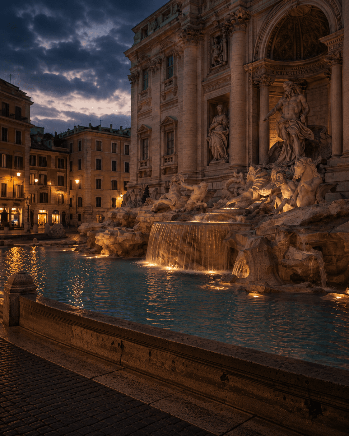 Trevi Fountain in Rome at evening
